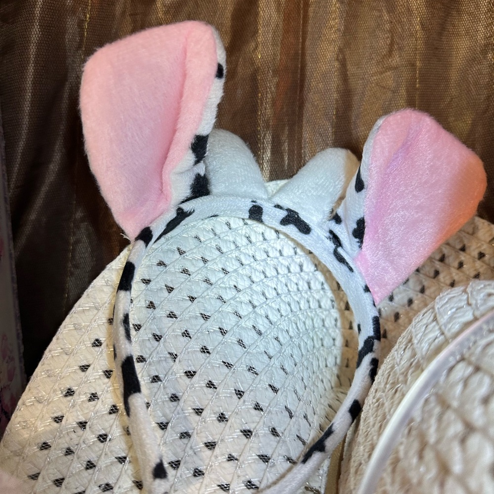 Kids/Adult Pink and White Cow Ear Headband Halloween